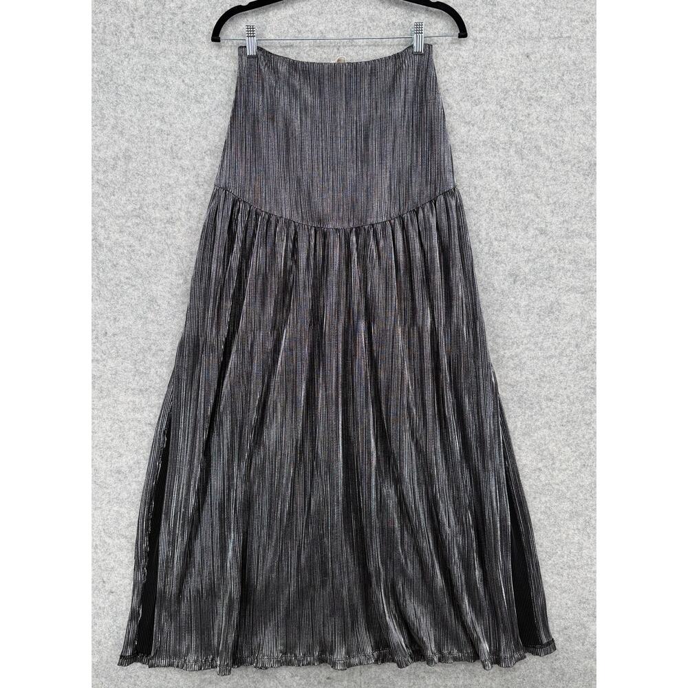 NWOT Jen's Pirate Booty Incense Metallic Gray/Silver Maxi Skirt Size SMALL